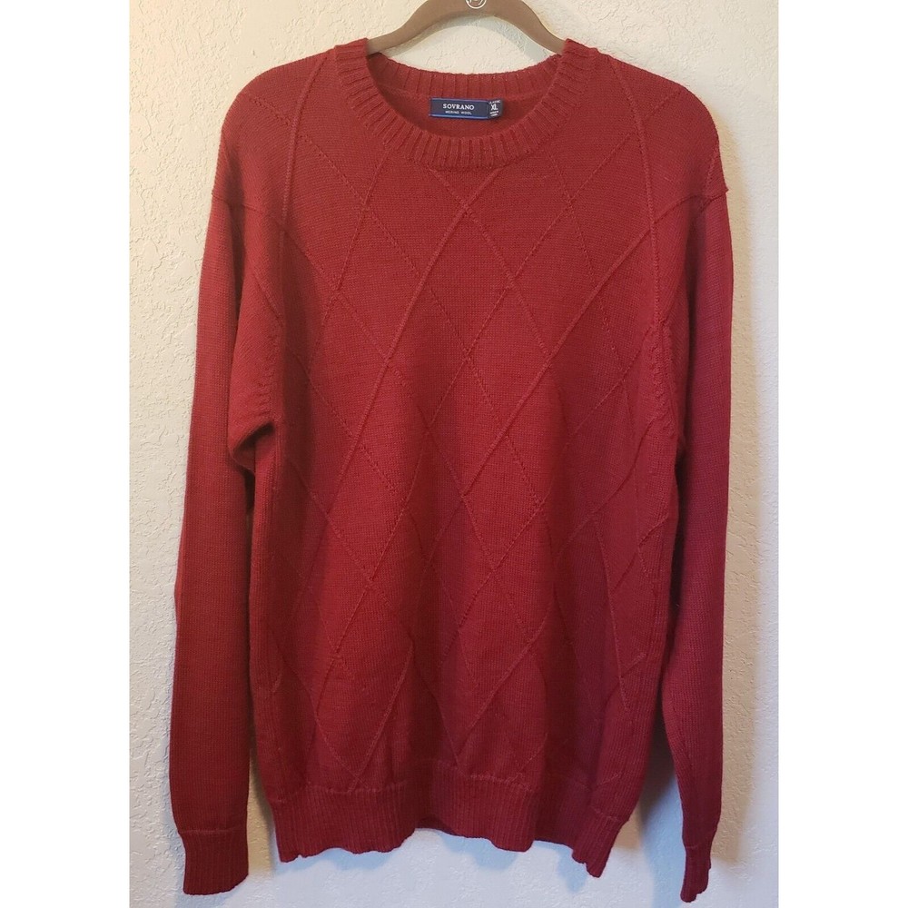 Sovrano Men's Red Australian Merino Wool Sweater Size XL Pullover